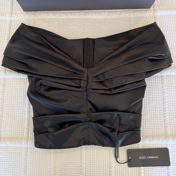 Dolce & Gabbana Off-the-shoulder Satin Pleated Top - Picture 1 of 3